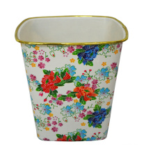 Flor de plástico quadrilátero impresso Open Top Dustbin (B06-3050)